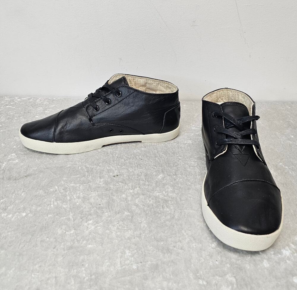 TOMS Paseo Mens Mid Black/White Leather Sneaker/Chukka Boots-Size 11.5M